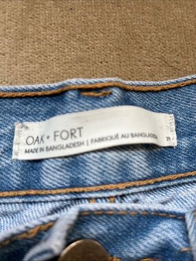 OAK + FORT Light Wash Blue Denim Jeans with Contrast Stitching